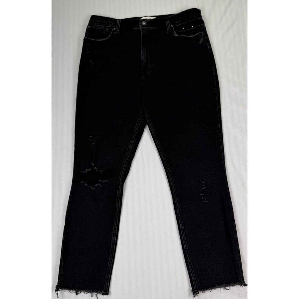 Abercrombie & Fitch The Skinny High Rise Jeans Womens 12R Black Raw Hem‎